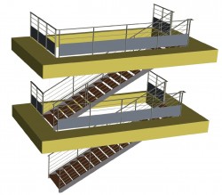 Plan 3D escalier avec garde-corps